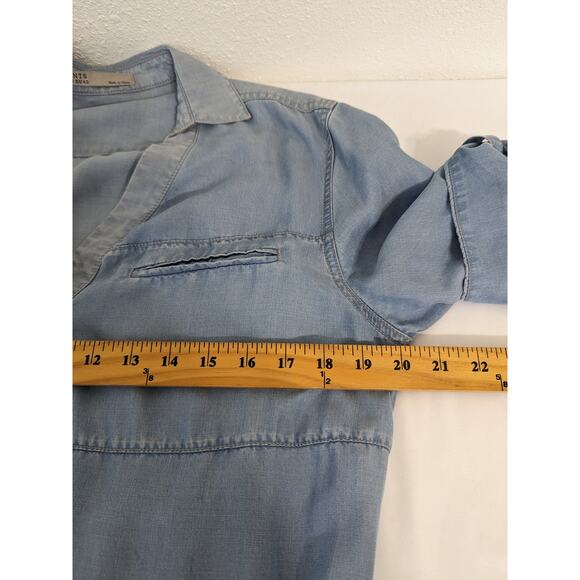 All Saints Jada Playsuit Romper Size 10 Lyocell Belt Chambray Shorts Pockets - Picture 6 of 12